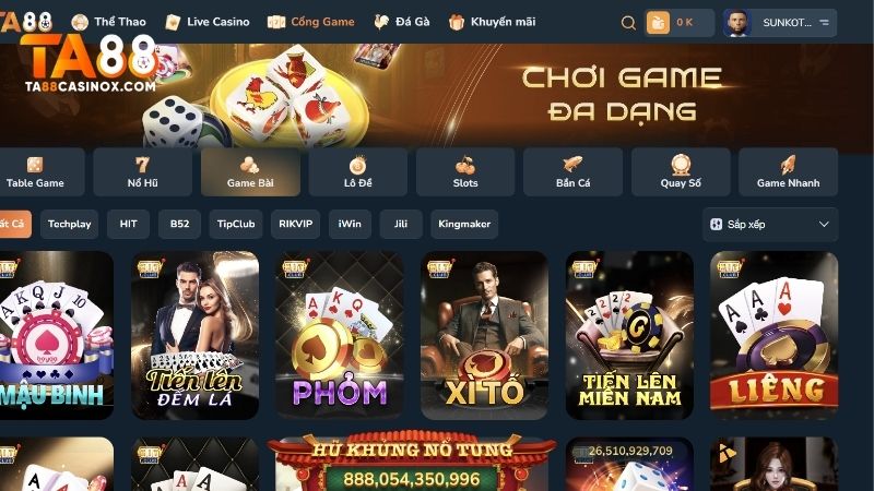 Game bài Ta88 là sảnh game hàng đầu với các trò chơi giải trí từng đoạt giải thưởng
