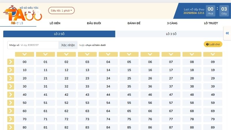 Lô đề siêu tốc cho phép người chơi theo dõi kết quả chỉ sau vài phút đặt cược