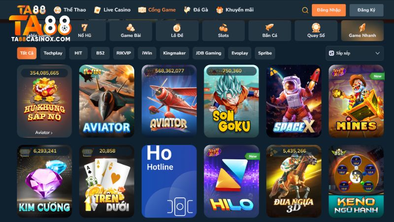 Sảnh game nhanh TA88 thu hút đông đảo hội viên tham gia