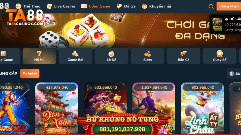 Sảnh Slots TA88 có thao tác đơn giản, dễ dàng tiếp cận với mọi đối tượng