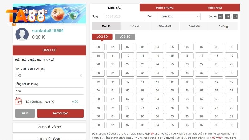 Ta88 cung cấp đa dạng hình thức cược giúp cho người dùng có thể tha hồ lựa chọn